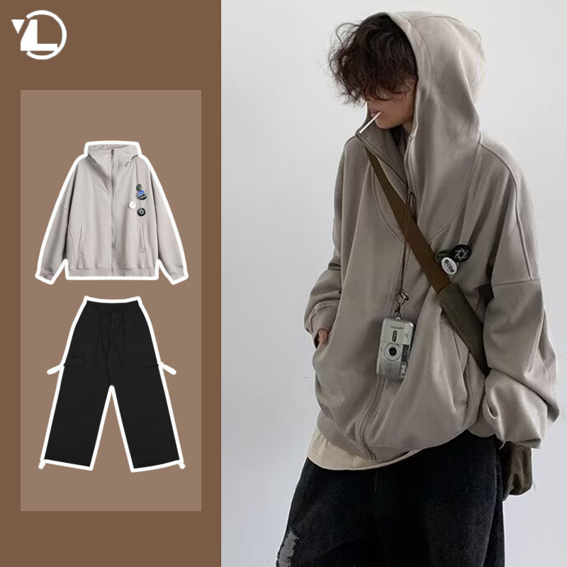 Street Fashion Jacket Men - Conjunto informal universitario de otoño para