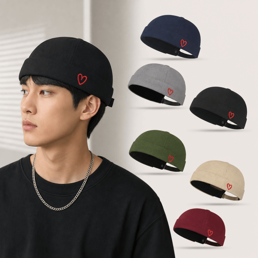 Bucket Hat Embroidered - Sombrero sin ala bordado con corazón,
