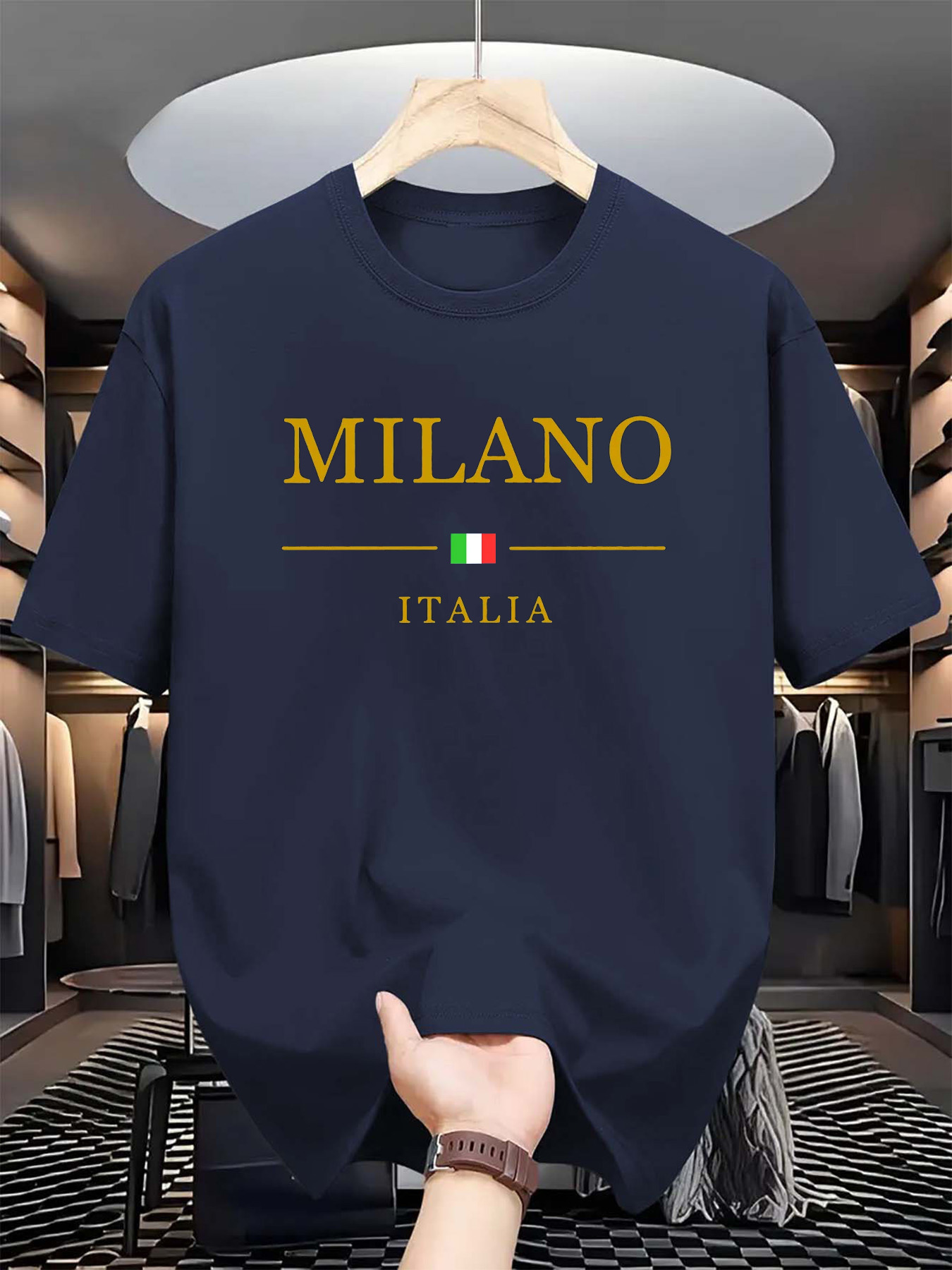 Street Fashion In Milan - Camiseta de algodón puro con estampado