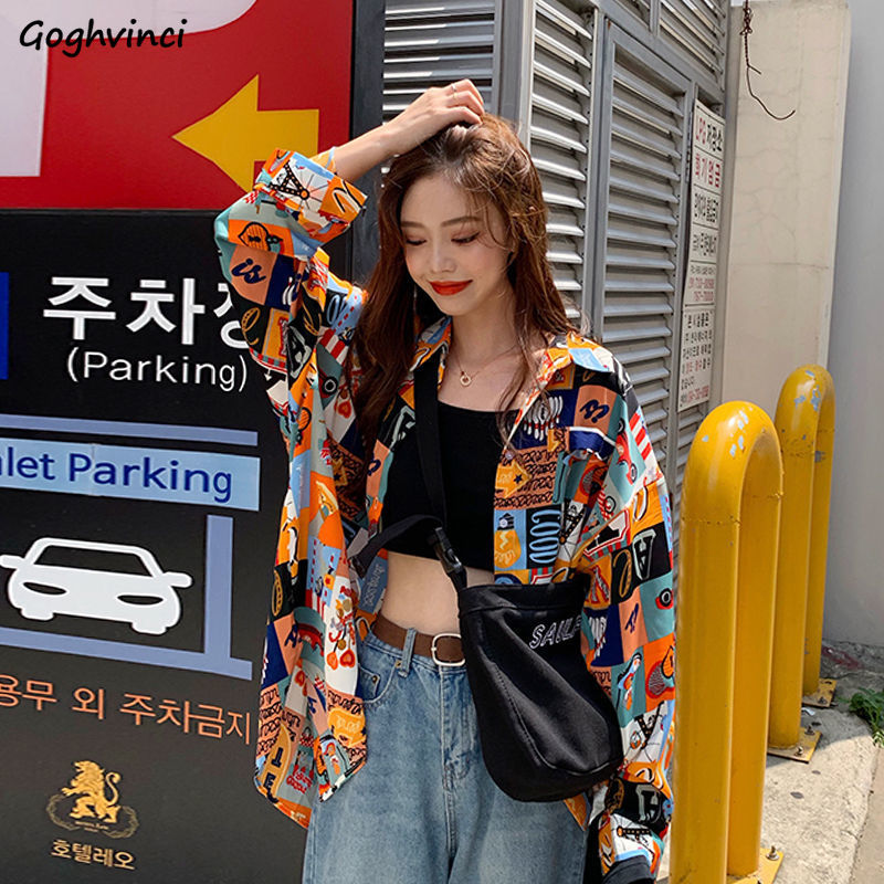 Korean Street Fashion Female - Camisas estampadas de primavera para mujer,