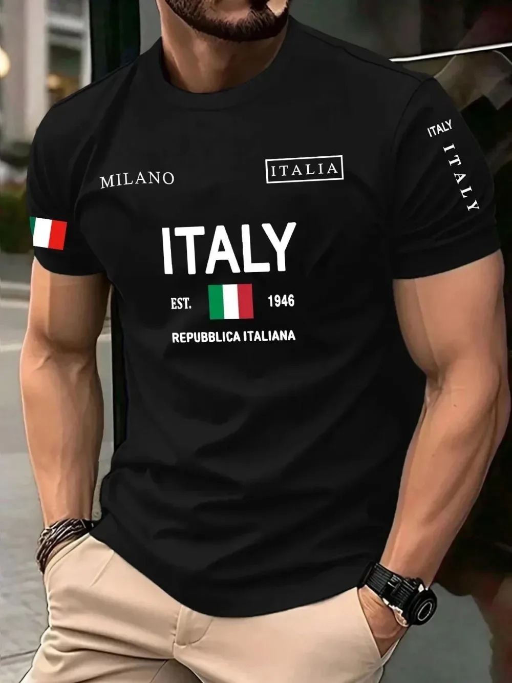 Street Fashion In Milan - Camiseta de Hombre con Estampado 3D,