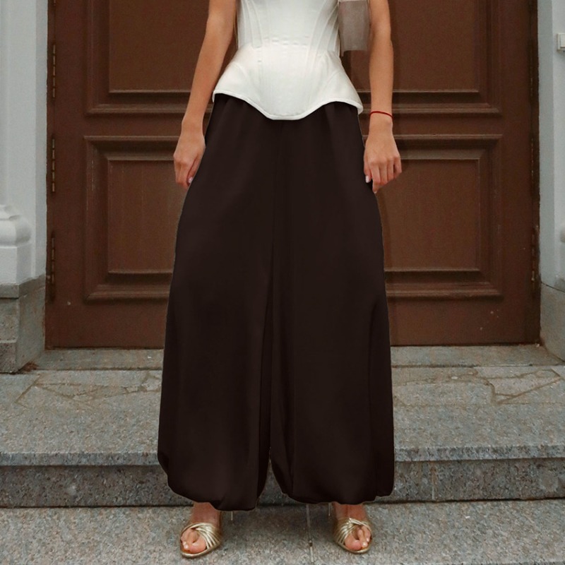 Street Fashion Vogue - Pantalones Harem de Satén para Mujer,