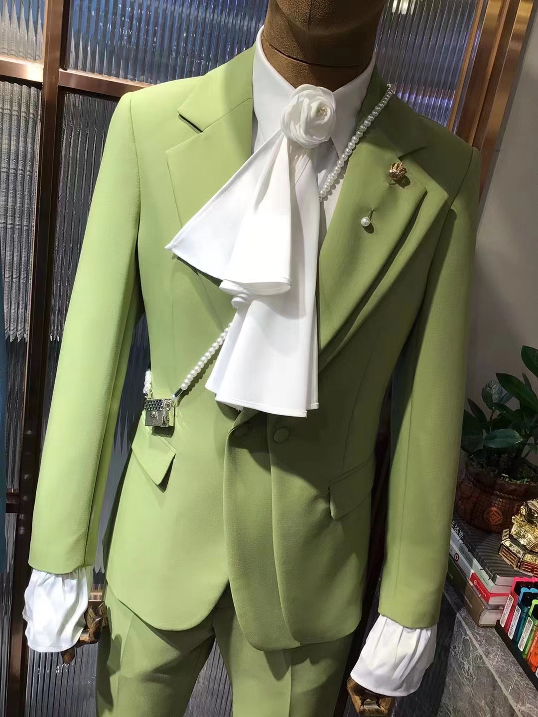 Street Fashion Jacket Men - Trajes de boda verde personalizados para