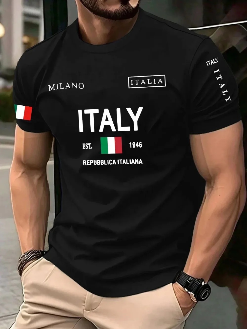 Street Fashion In Milan - Camiseta de hombre con estampado 3D