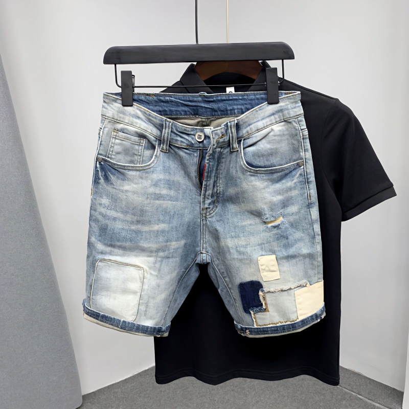 Street Fashion Baggy - Pantalones cortos vaqueros rectos para hombre,