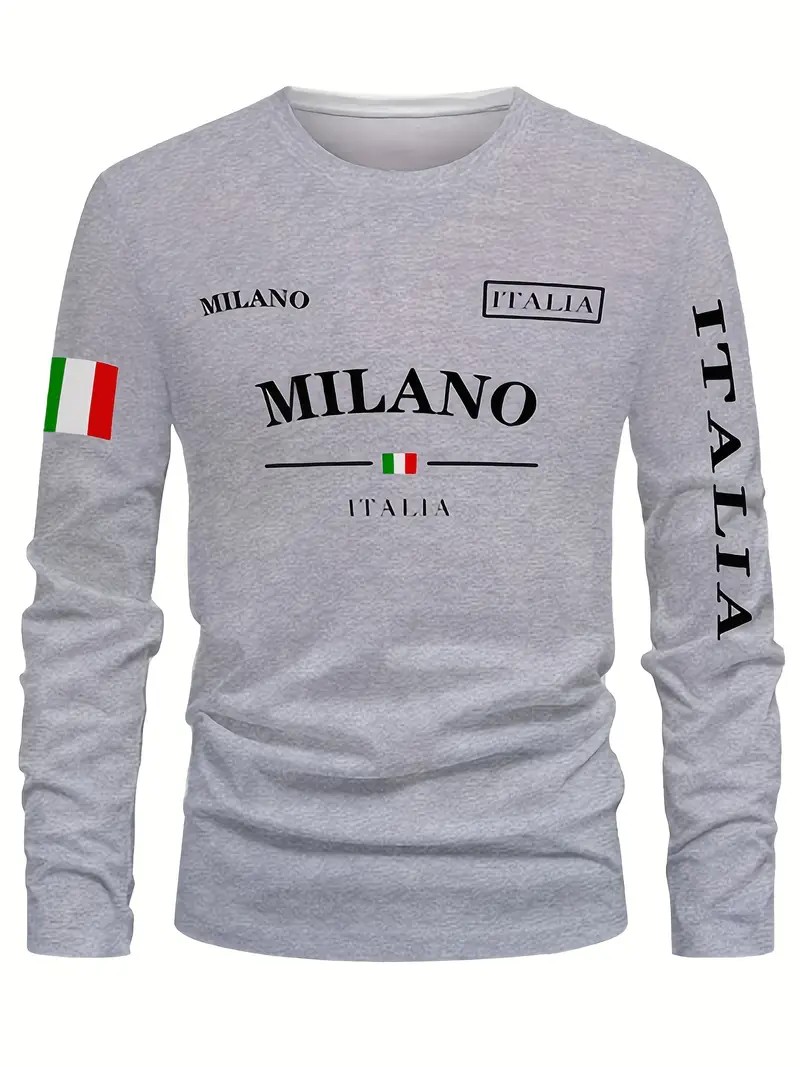 Street Fashion In Milan - Camiseta de manga larga para hombre,