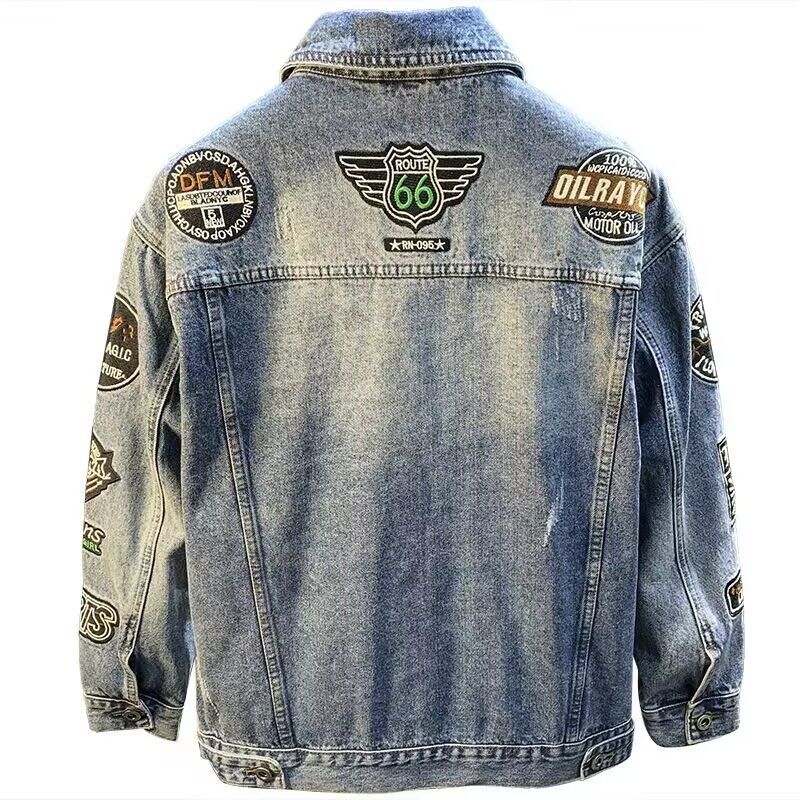 Chaqueta vaquera con parche bo - Street Fashion Jacket Men reseña y precio