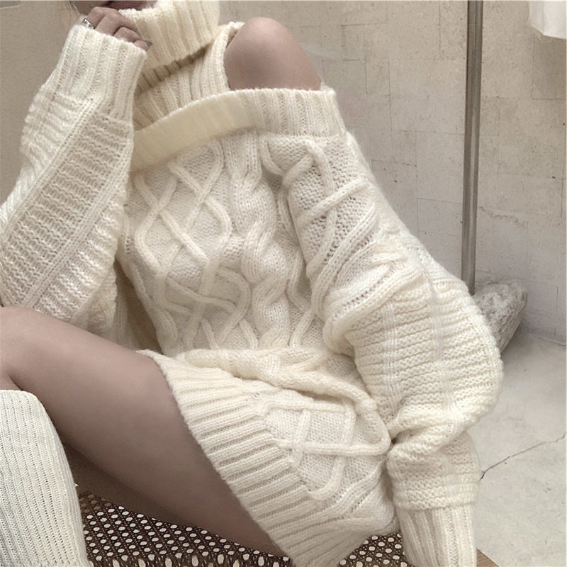 Suéteres de punto de cuello al - Korean Street Fashion Female reseña y precio