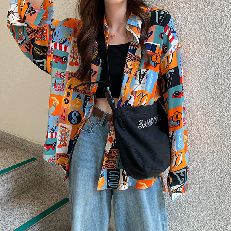 Camisas estampadas de primaver - Korean Street Fashion Female reseña y precio