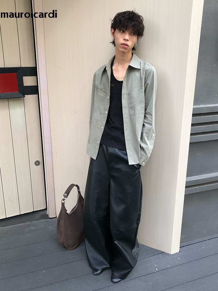 Pantalones Anchos de Cuero Sin - Street Fashion Baggy reseña y precio