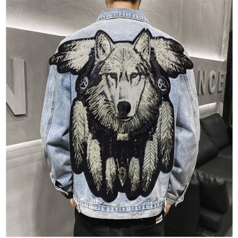 Chaqueta vaquera con parche bo - Street Fashion Jacket Men reseña y precio