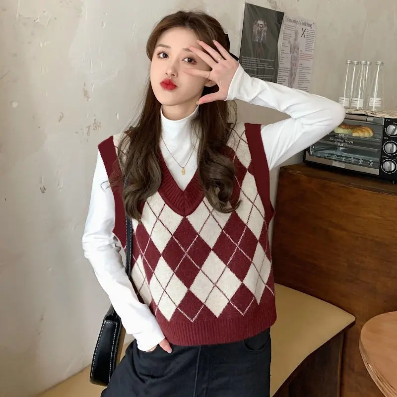 Suéter chalecos mujer Argyle H - Street Fashion Of Japan reseña y precio