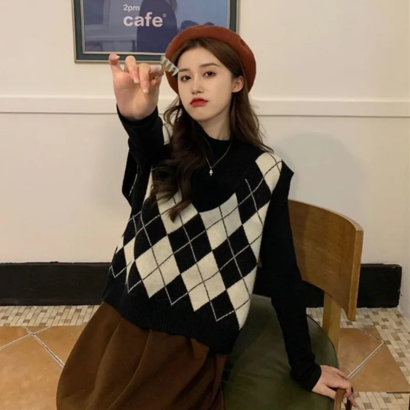 Suéter chalecos mujer Argyle H - Street Fashion Of Japan reseña y precio